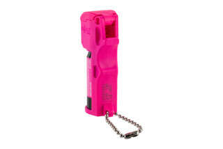 Mace Pocket Model Pepper Spray Keychain in Neon Pink with flip up cap